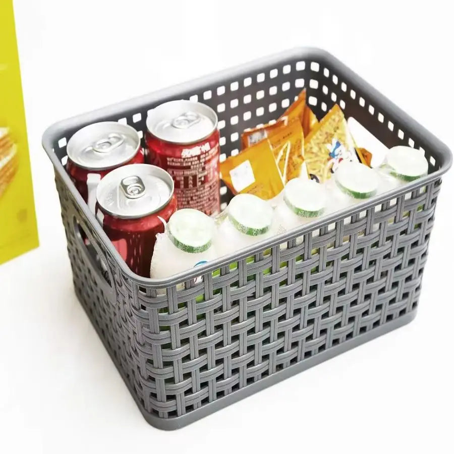 Koraline Storage Baskets — 4-Pack Woven Plastic Organizer Bins