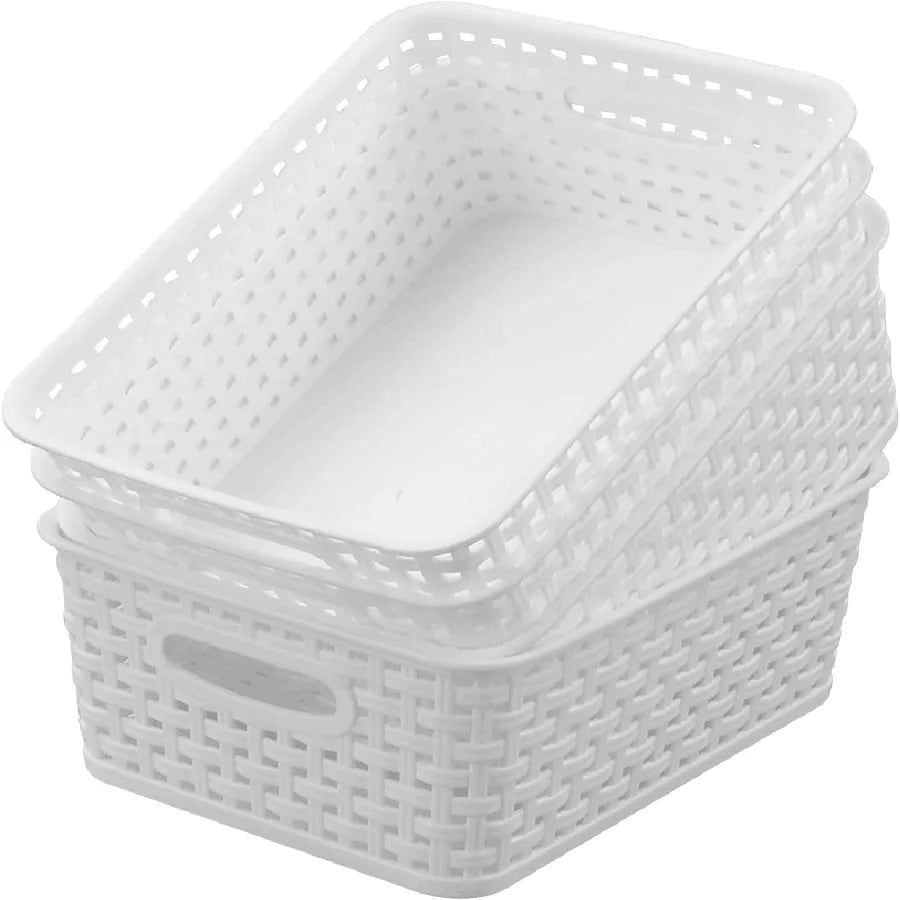 Koraline Storage Baskets — 4-Pack Woven Plastic Organizer Bins