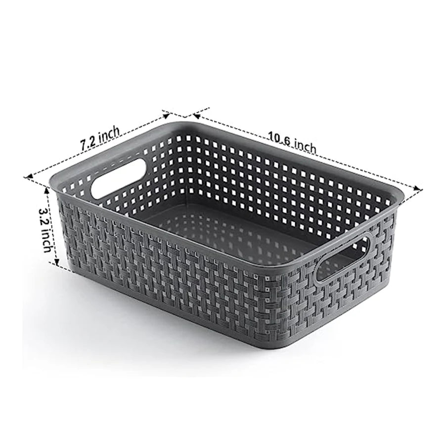 Koraline Storage Baskets — 4-Pack Woven Plastic Organizer Bins