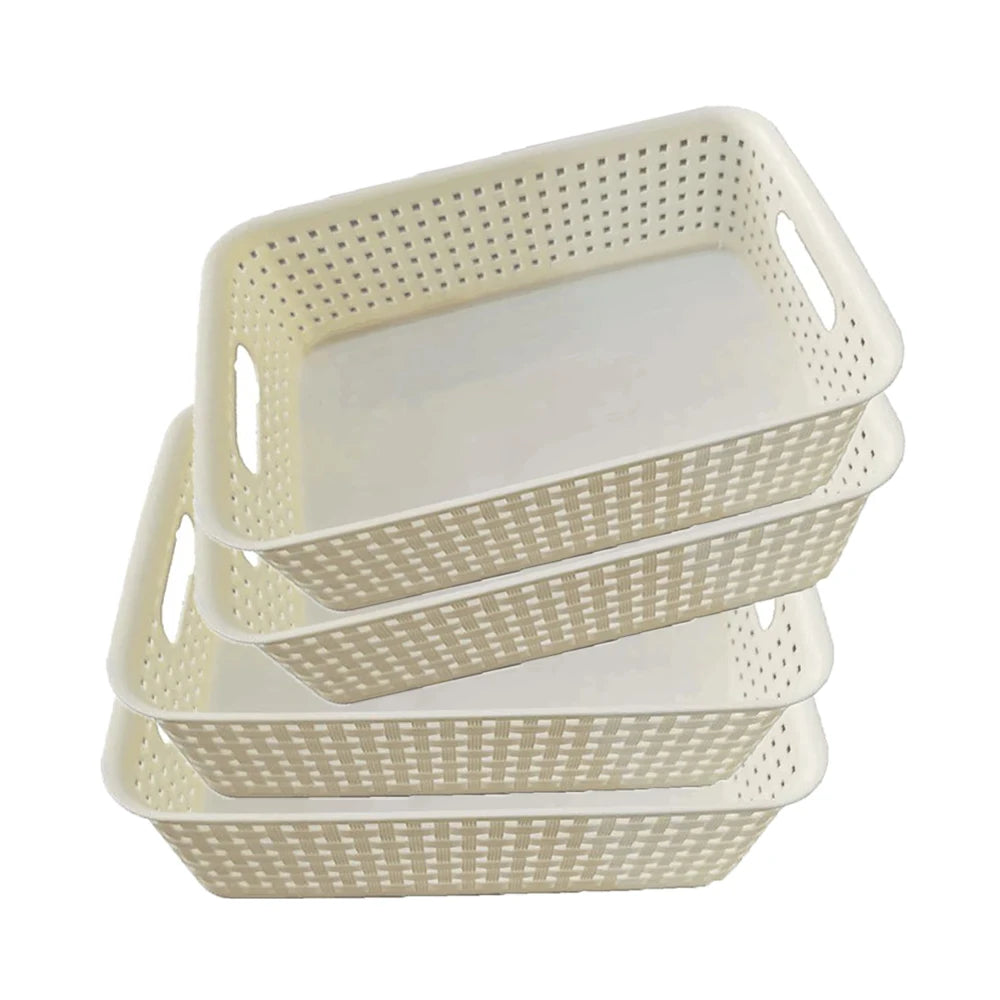 Koraline Storage Baskets — 4-Pack Woven Plastic Organizer Bins